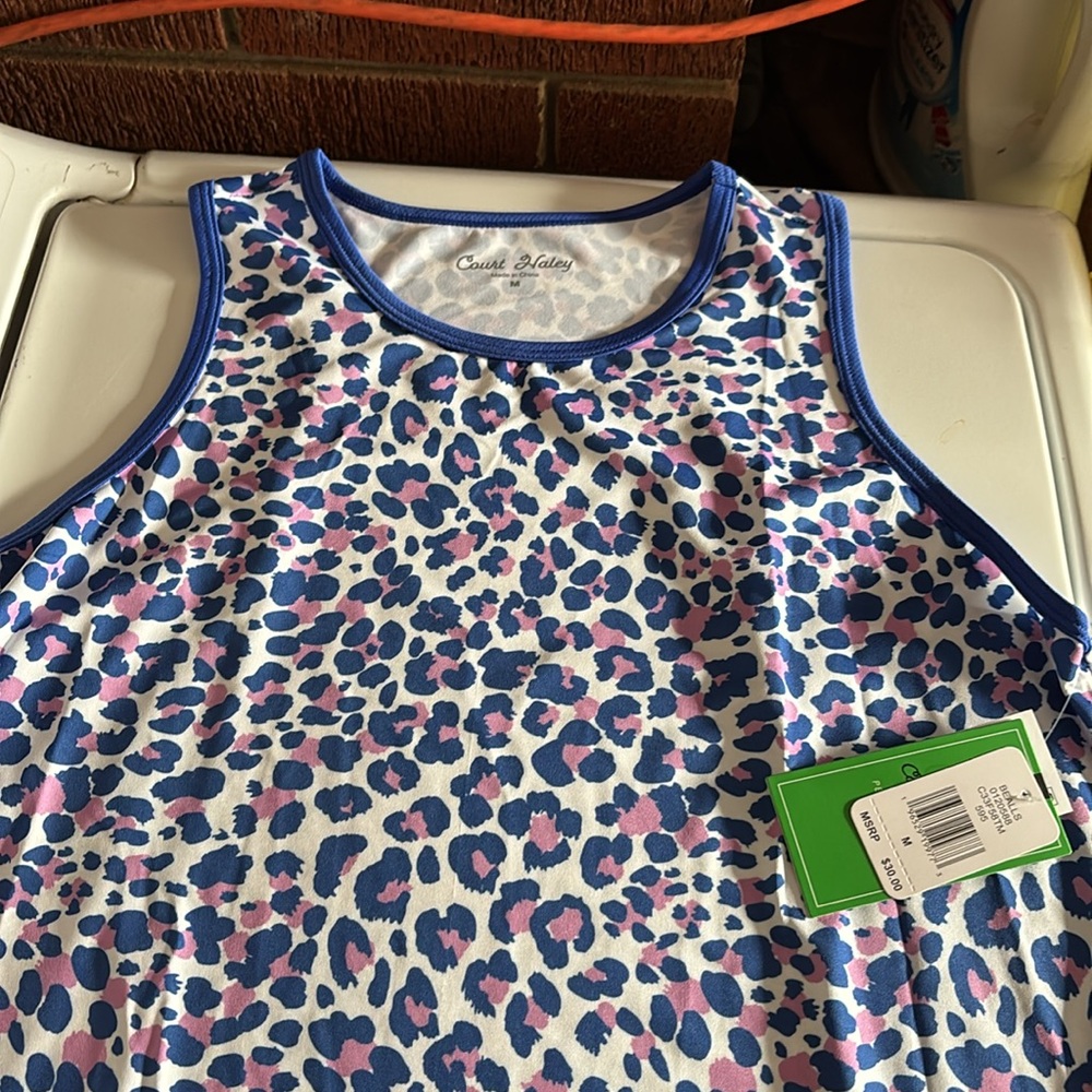 NWT Court Haley Leopard Print Racer Back Tank Top Moisture Wicking Stretch UPF30 - Picture 16 of 16